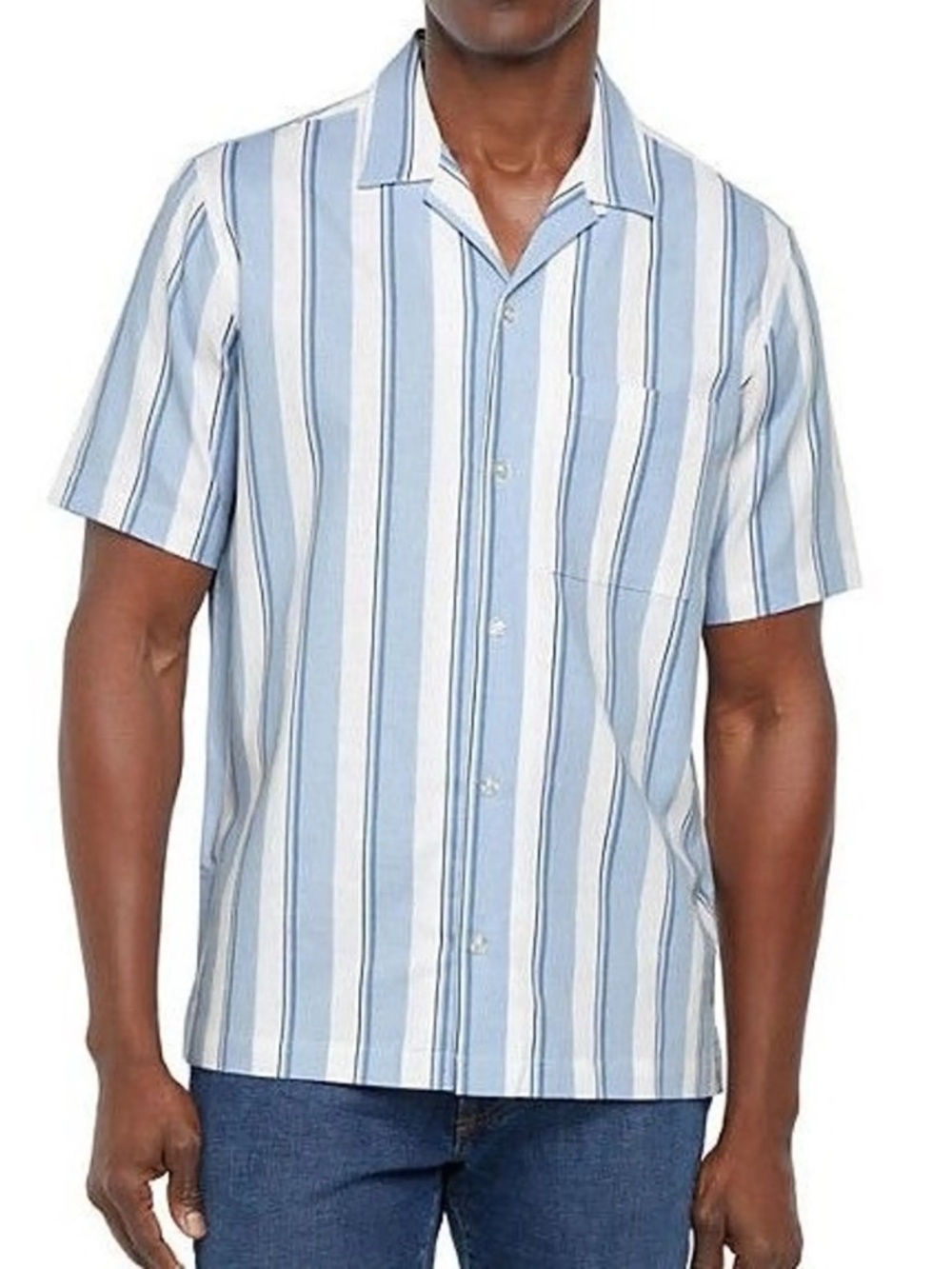 GAP Vertical Stripe Short Sleeve Button-Down